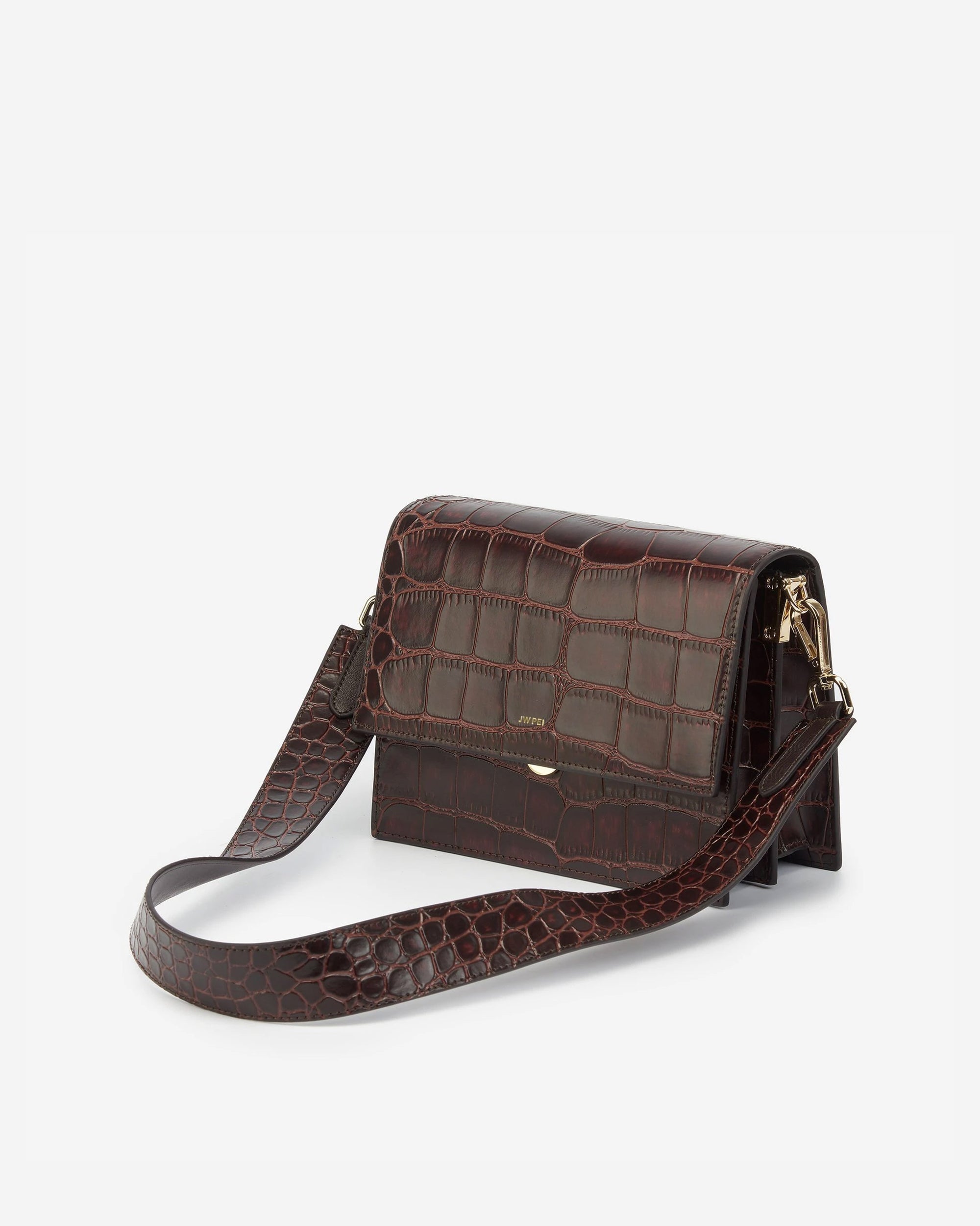 Bolso Mini flap - Croc Marrón