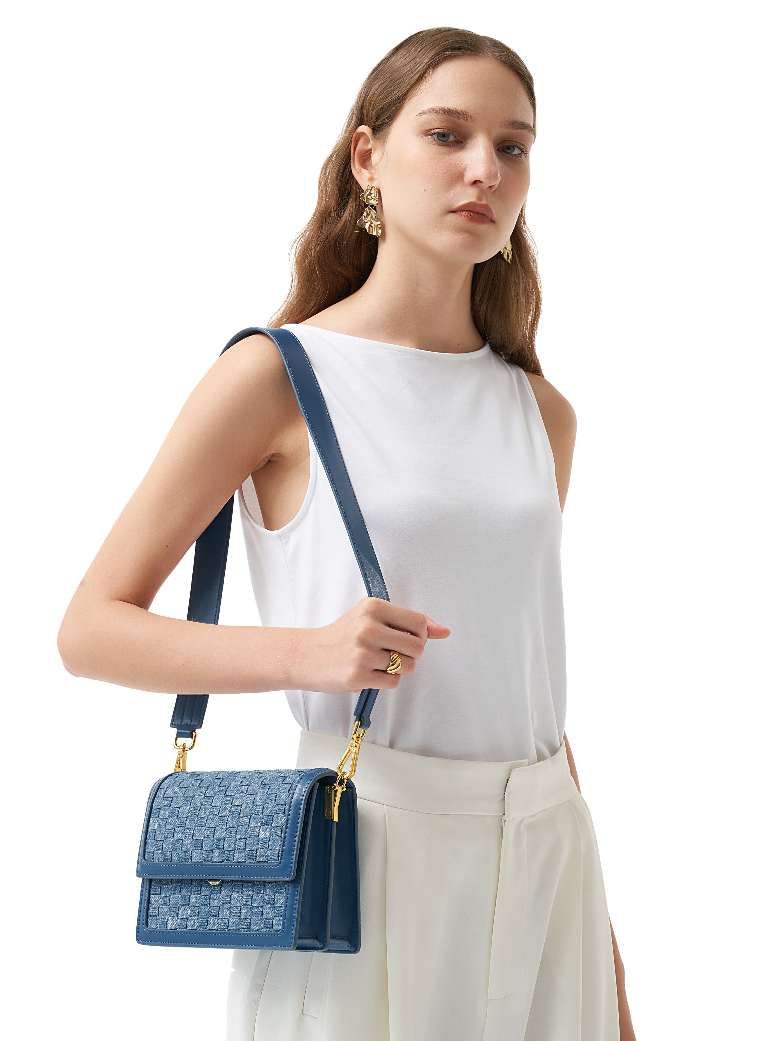 Bolso Mini flap-Tejido Denim Azúl