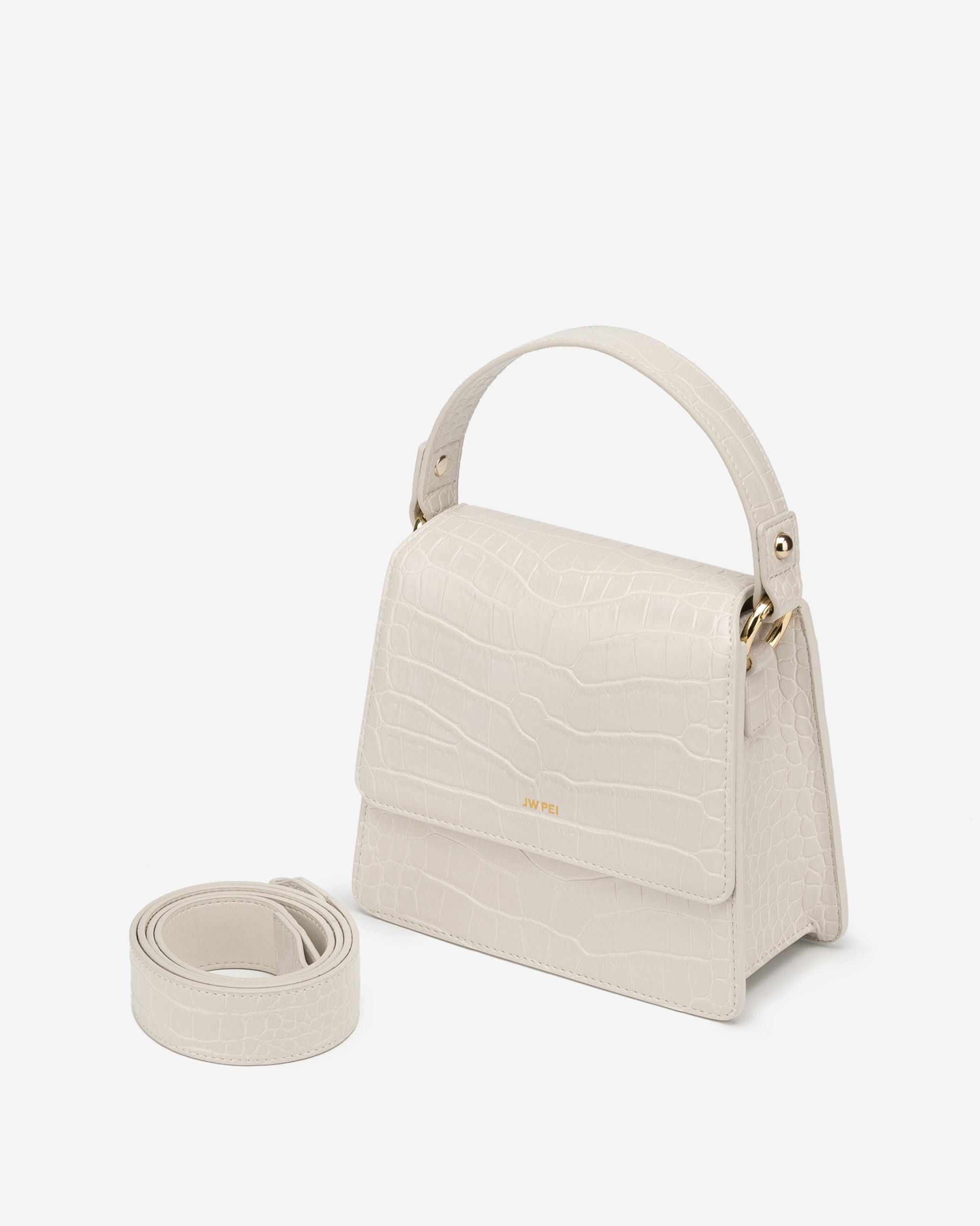 Bolso top handle Fae - Croc Marfil