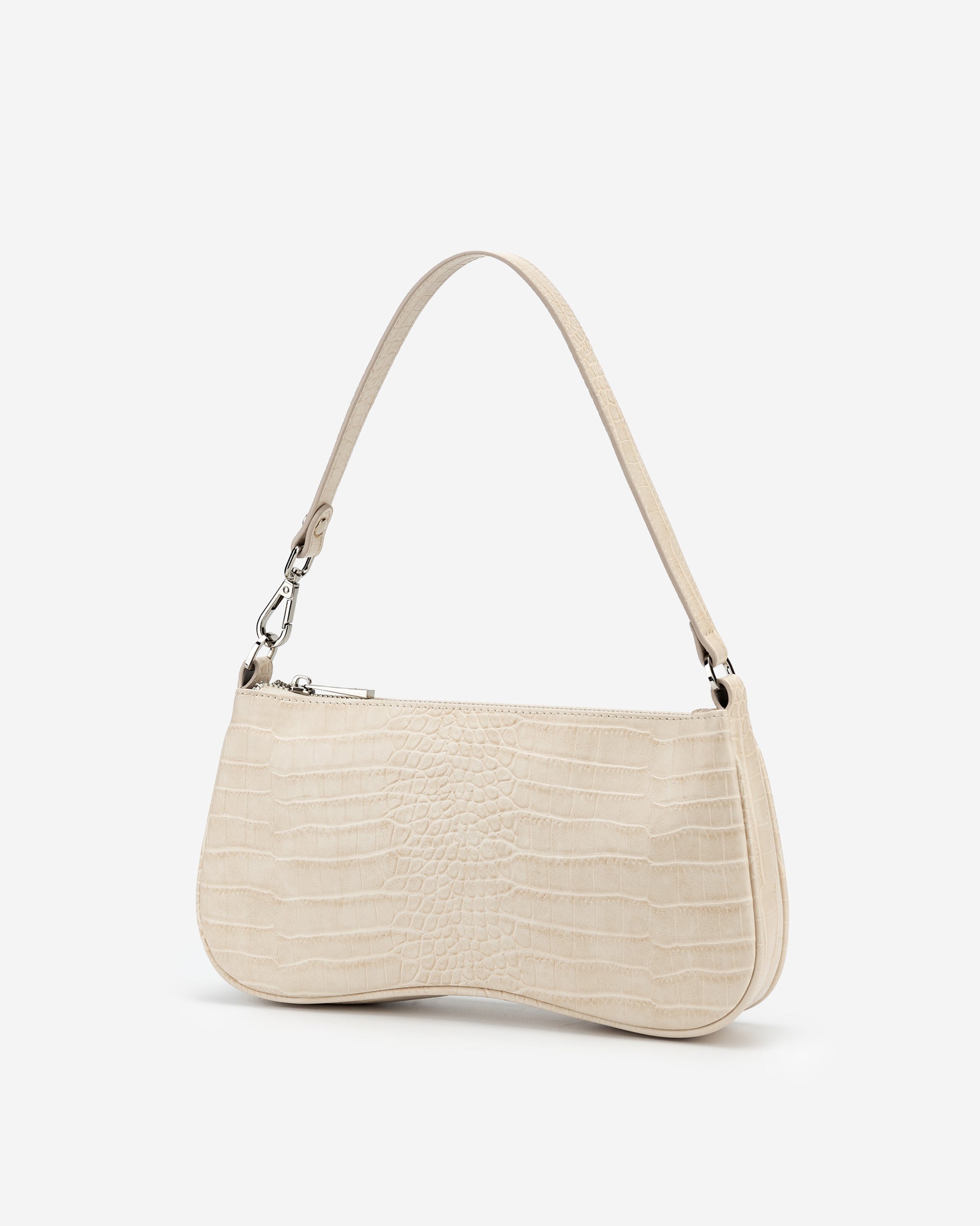 Bolso de hombro Eva - Croc Marfil