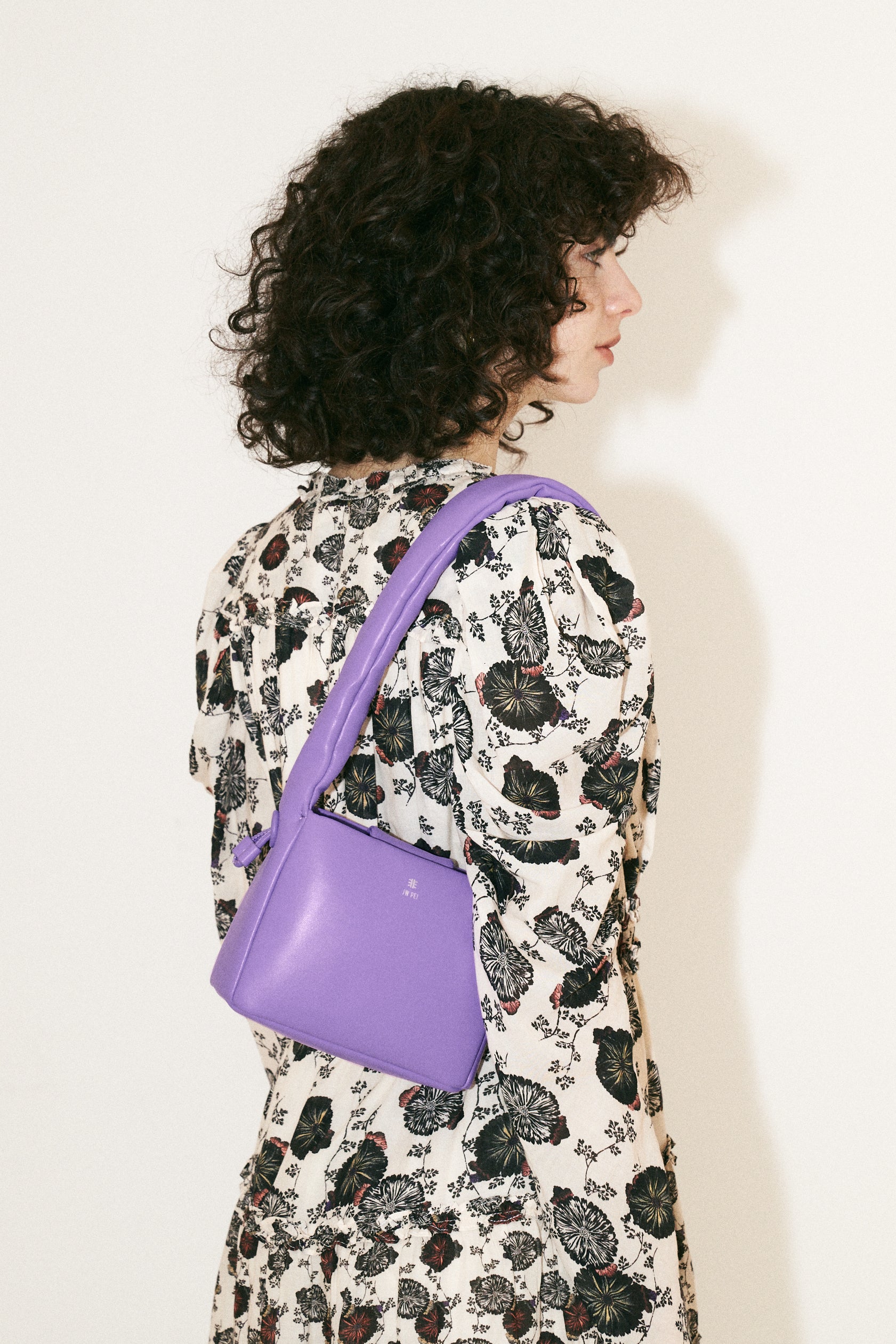 Bolsa de asa superior con cordón plisado Rylee - Violeta lavanda
