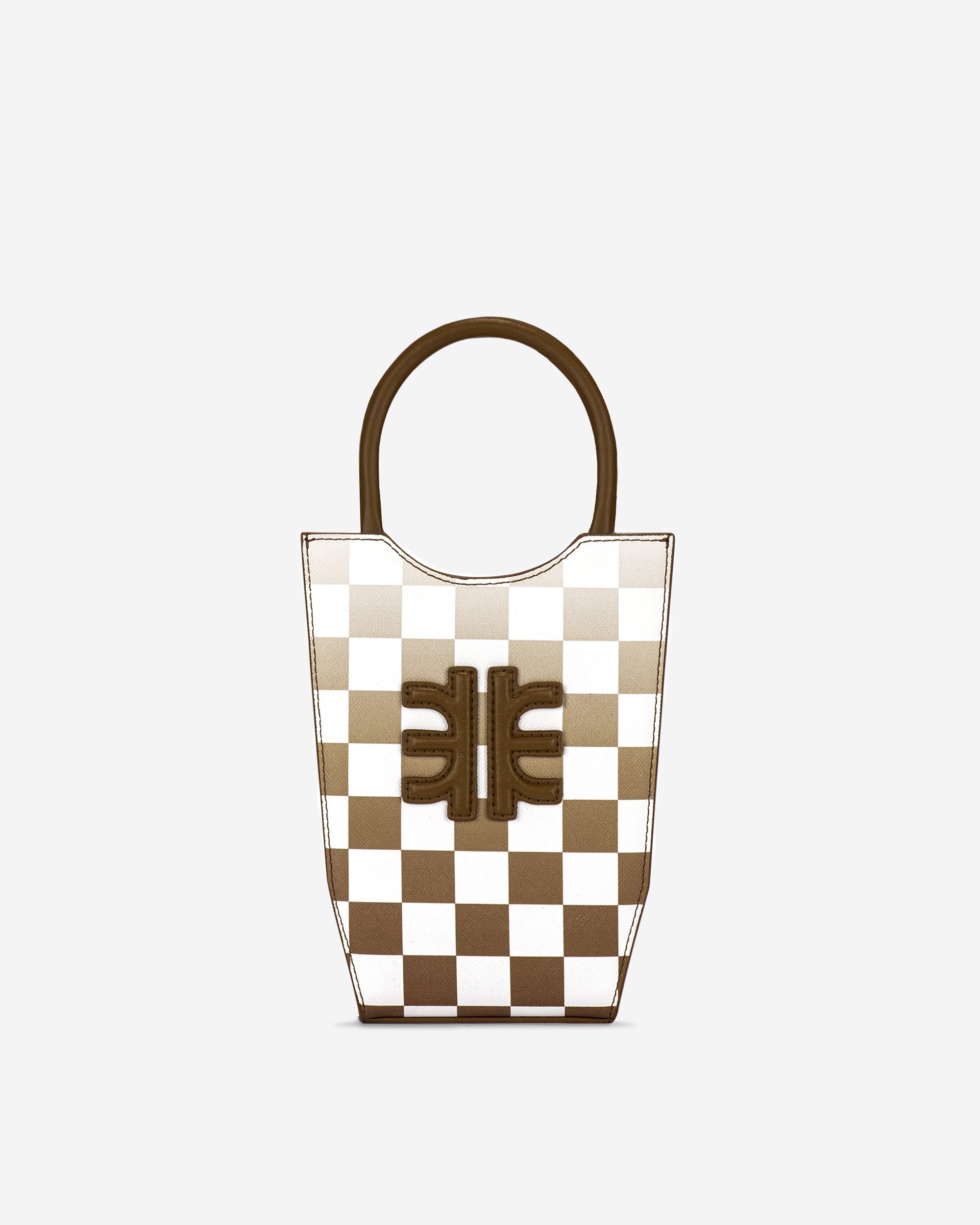 FEI Mini Bolso Tote Damero Degradado - Marrón