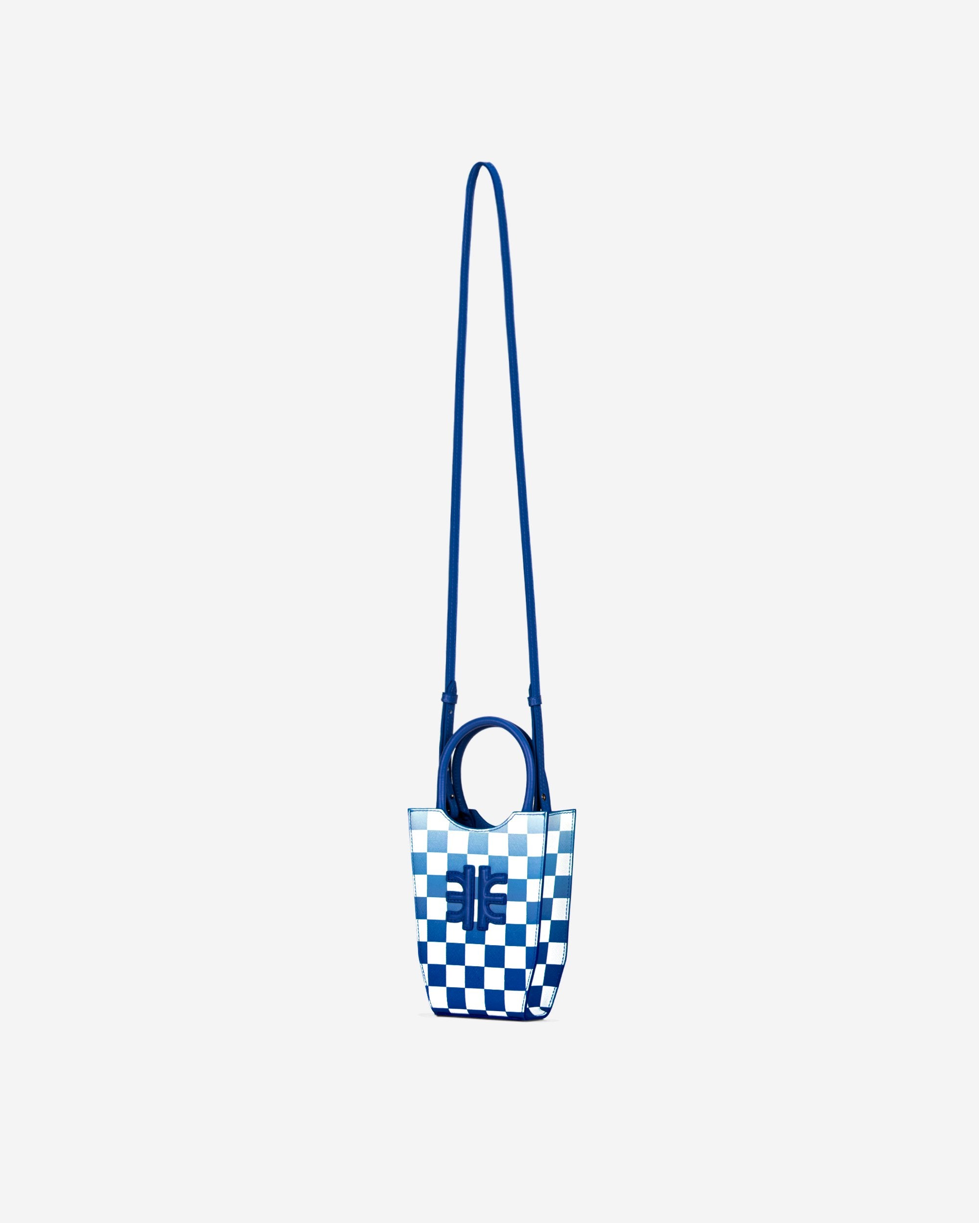 FEI Mini Bolso Tote Damero Degradado - Azul Oscuro