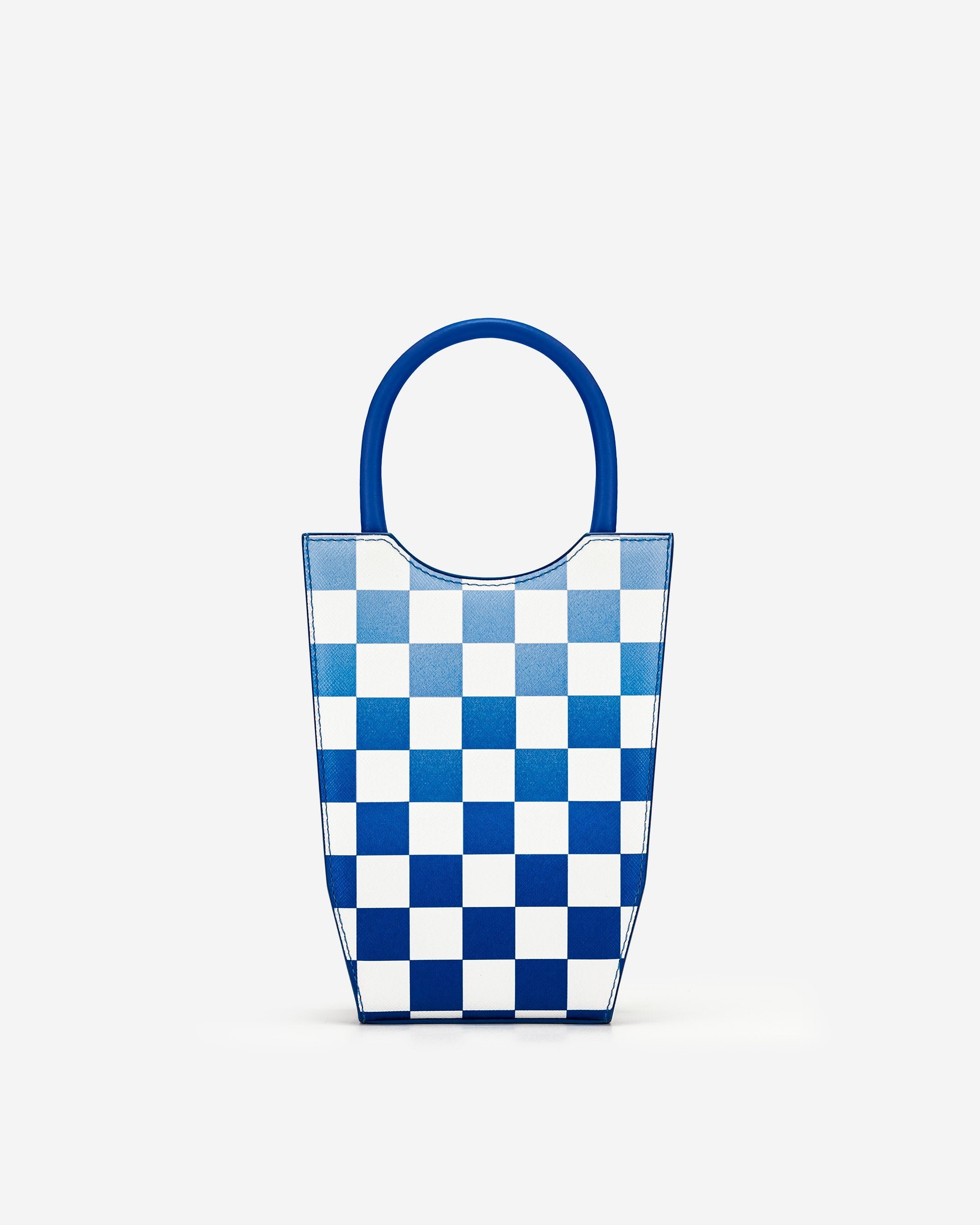 FEI Mini Bolso Tote Damero Degradado - Azul Oscuro