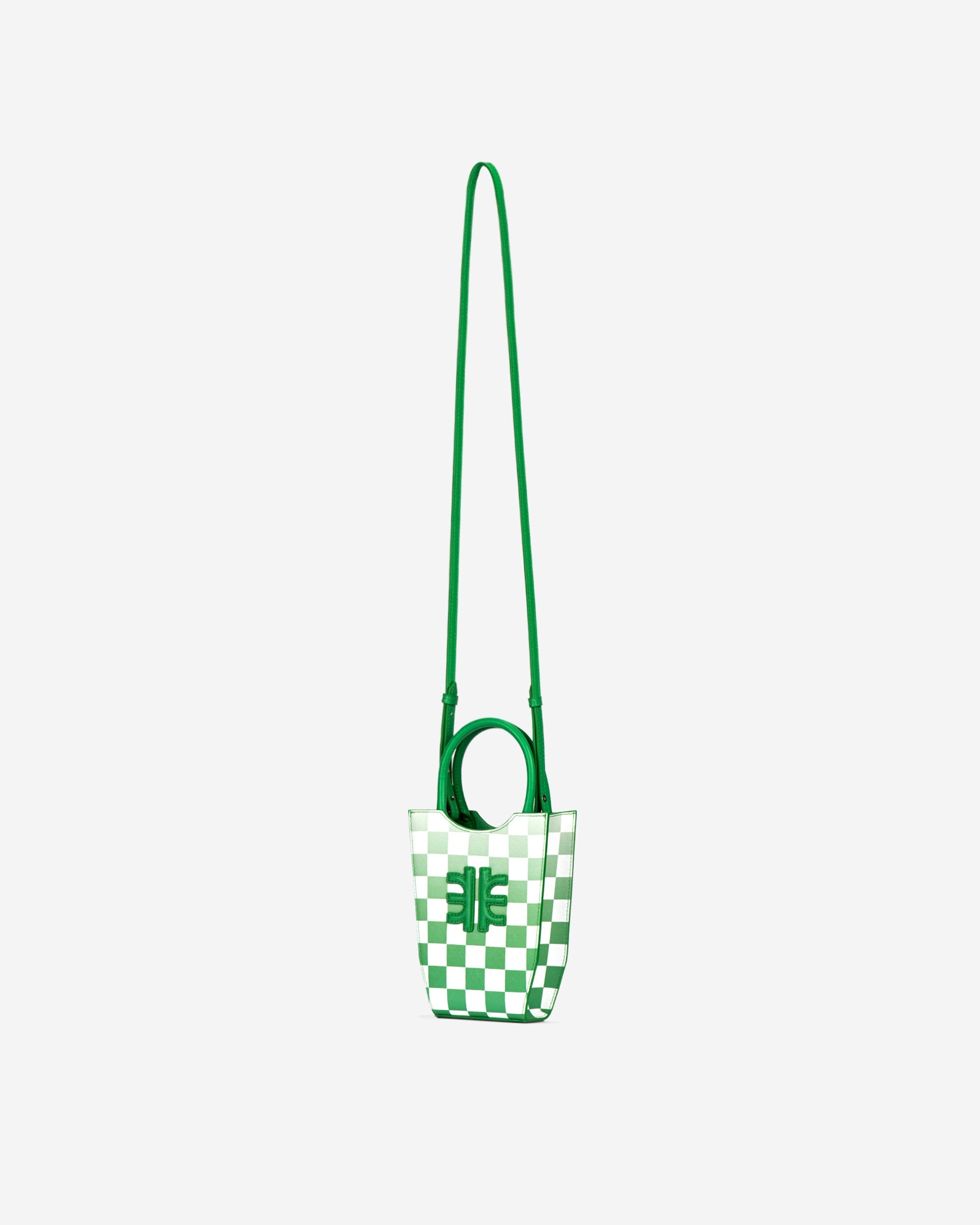 FEI Mini Bolso Tote Damero Degradado - Verde Hierba