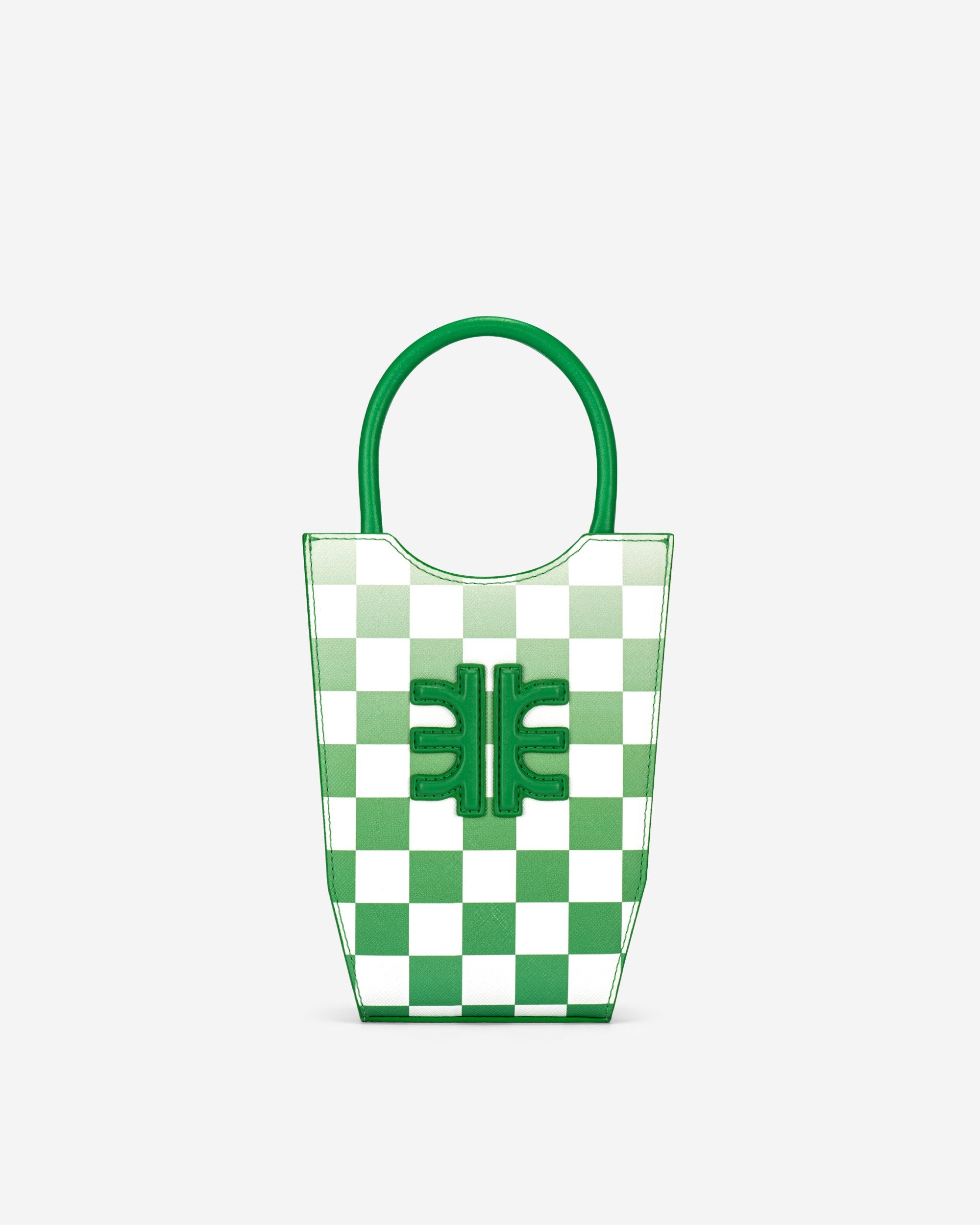 FEI Mini Bolso Tote Damero Degradado - Verde Hierba