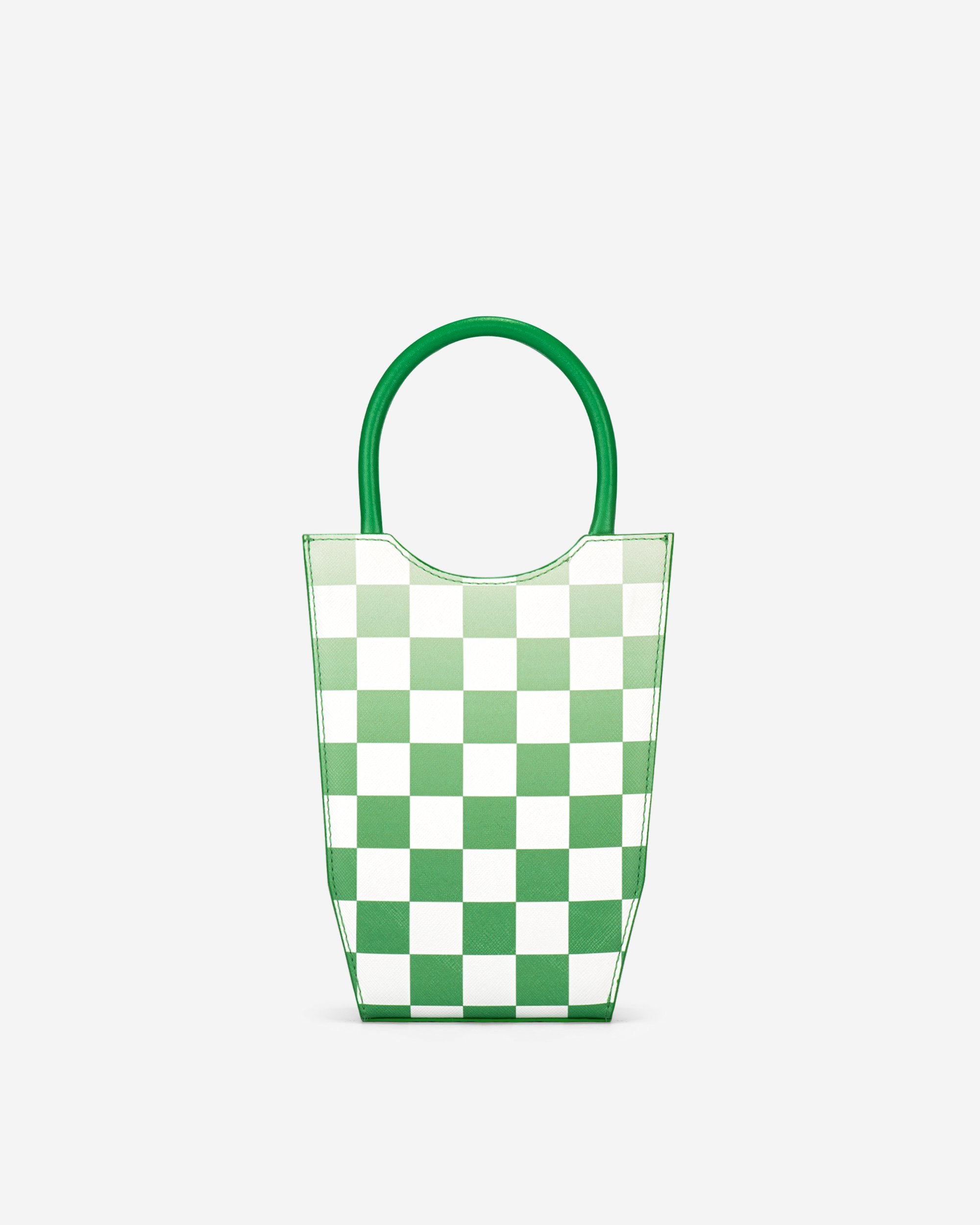 FEI Mini Bolso Tote Damero Degradado - Verde Hierba