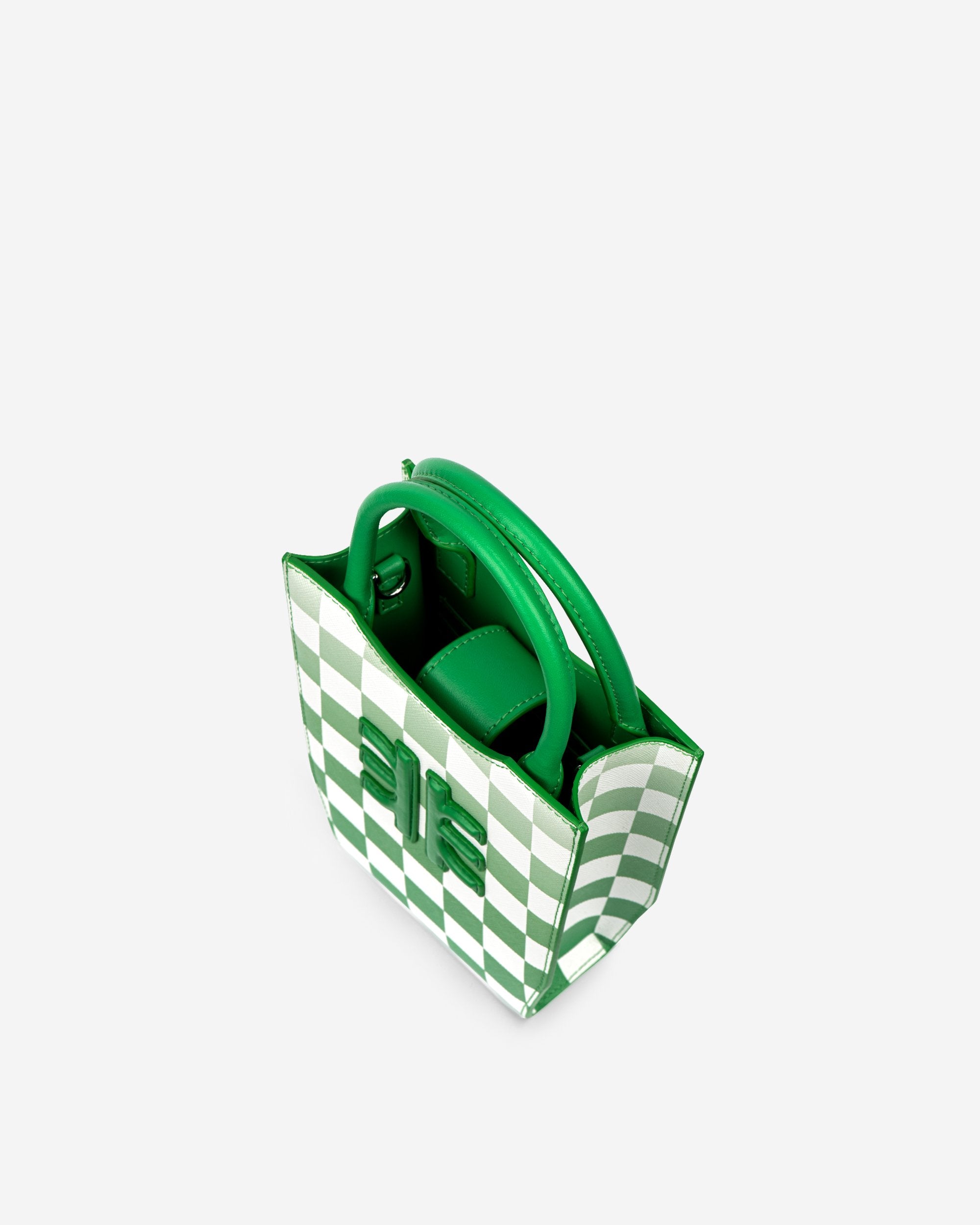 FEI Mini Bolso Tote Damero Degradado - Verde Hierba