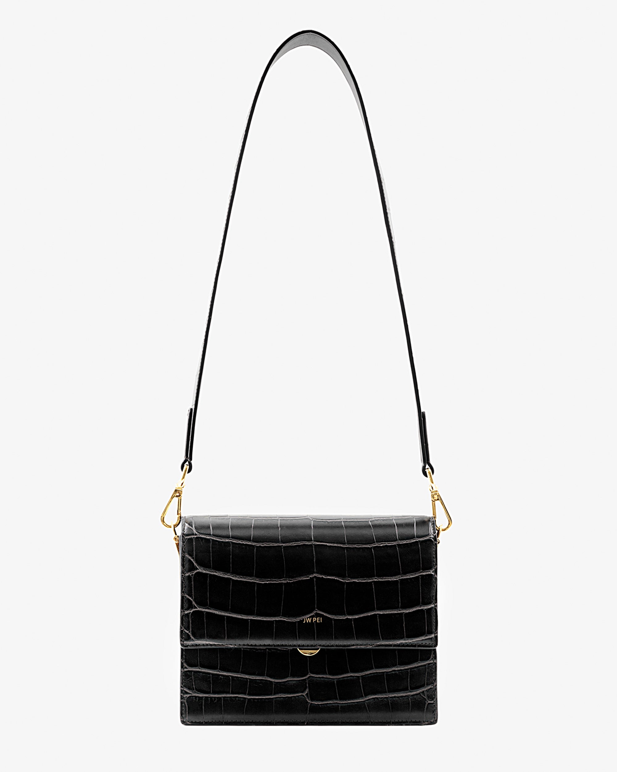 Bolso Mini flap - Croc Negro