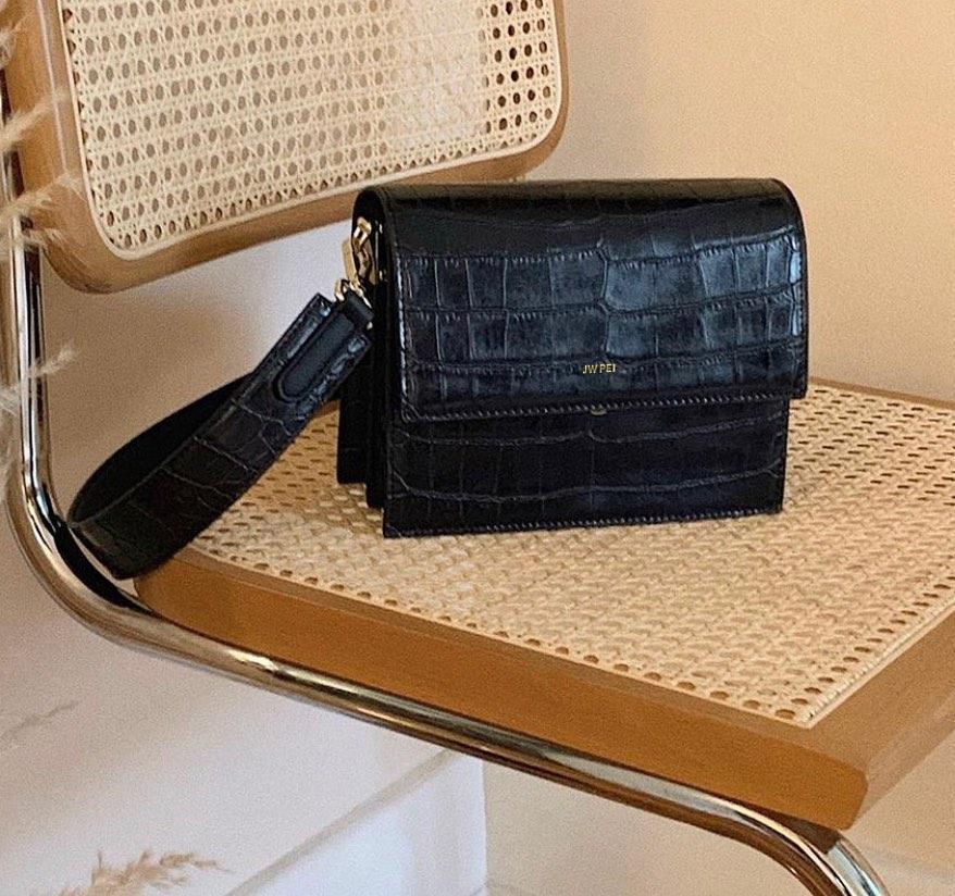 Bolso Mini flap - Croc Negro
