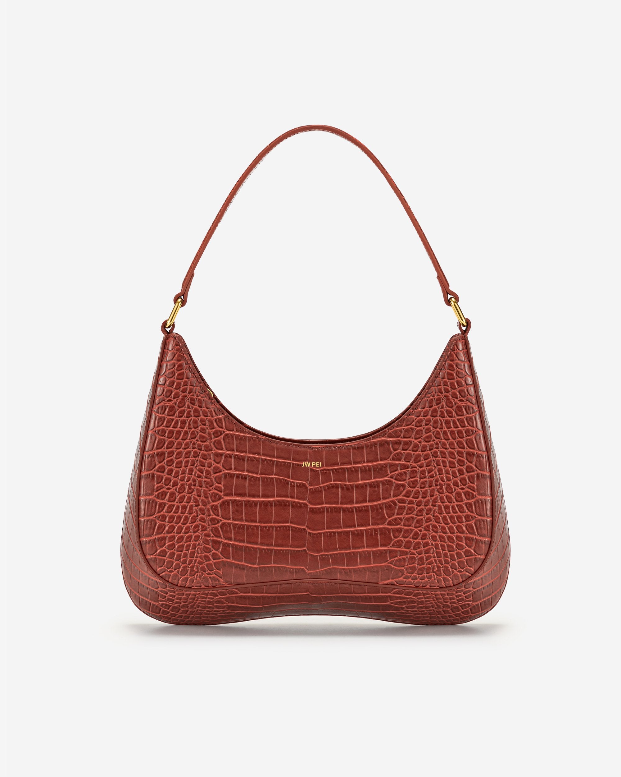 Ruby Shoulder Bag - Dark Red Croc