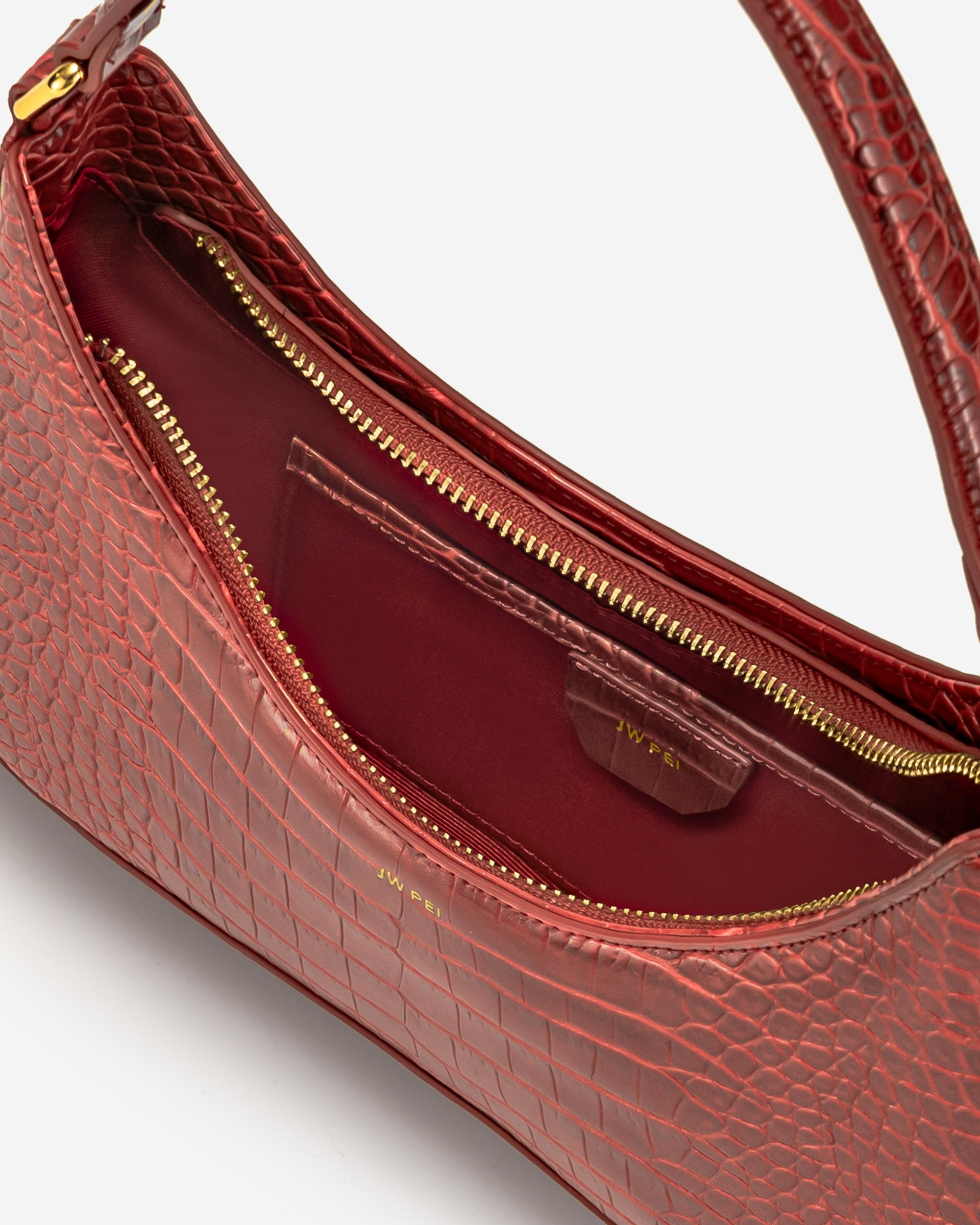 Ruby Shoulder Bag - Dark Red Croc