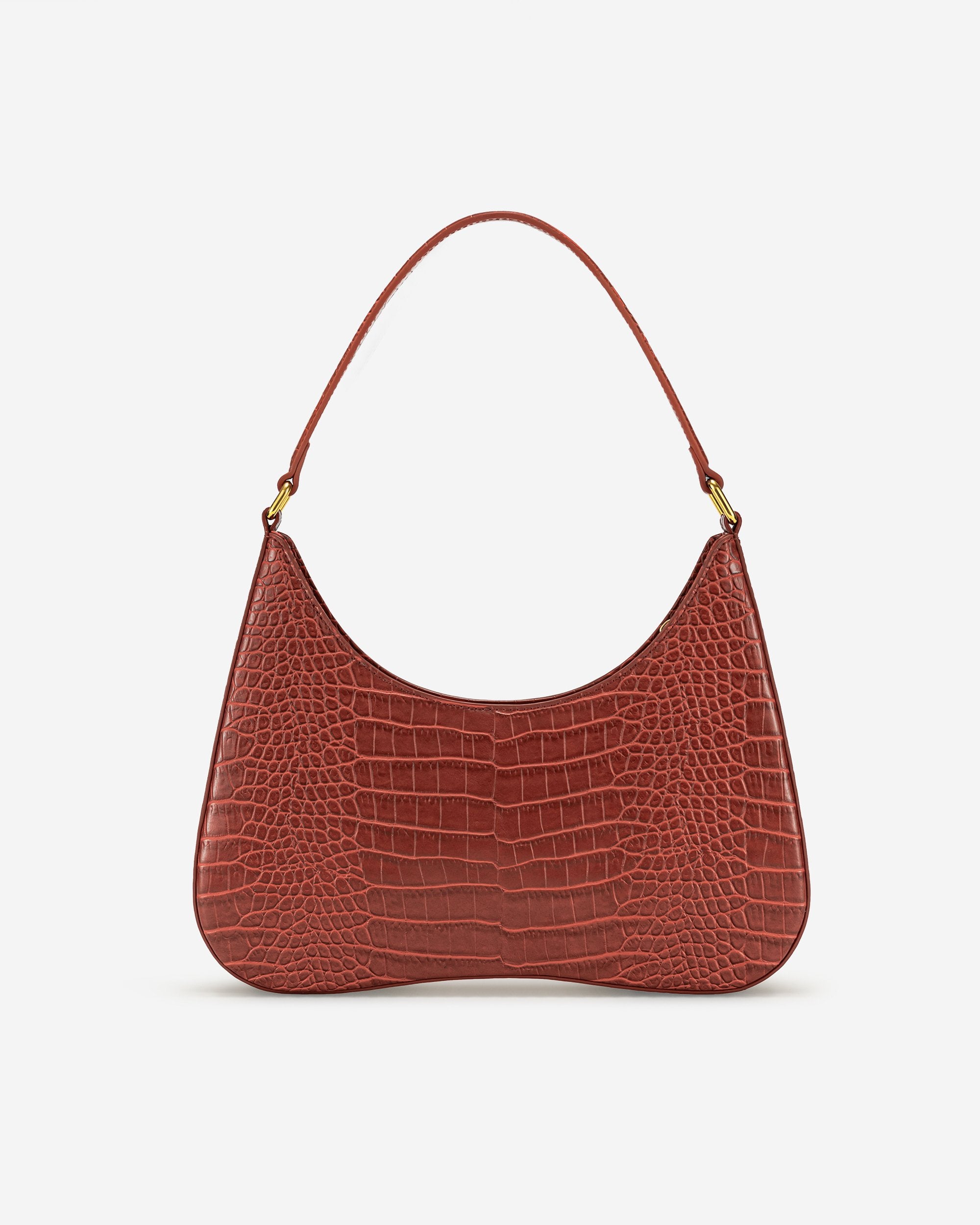 Ruby Shoulder Bag - Dark Red Croc