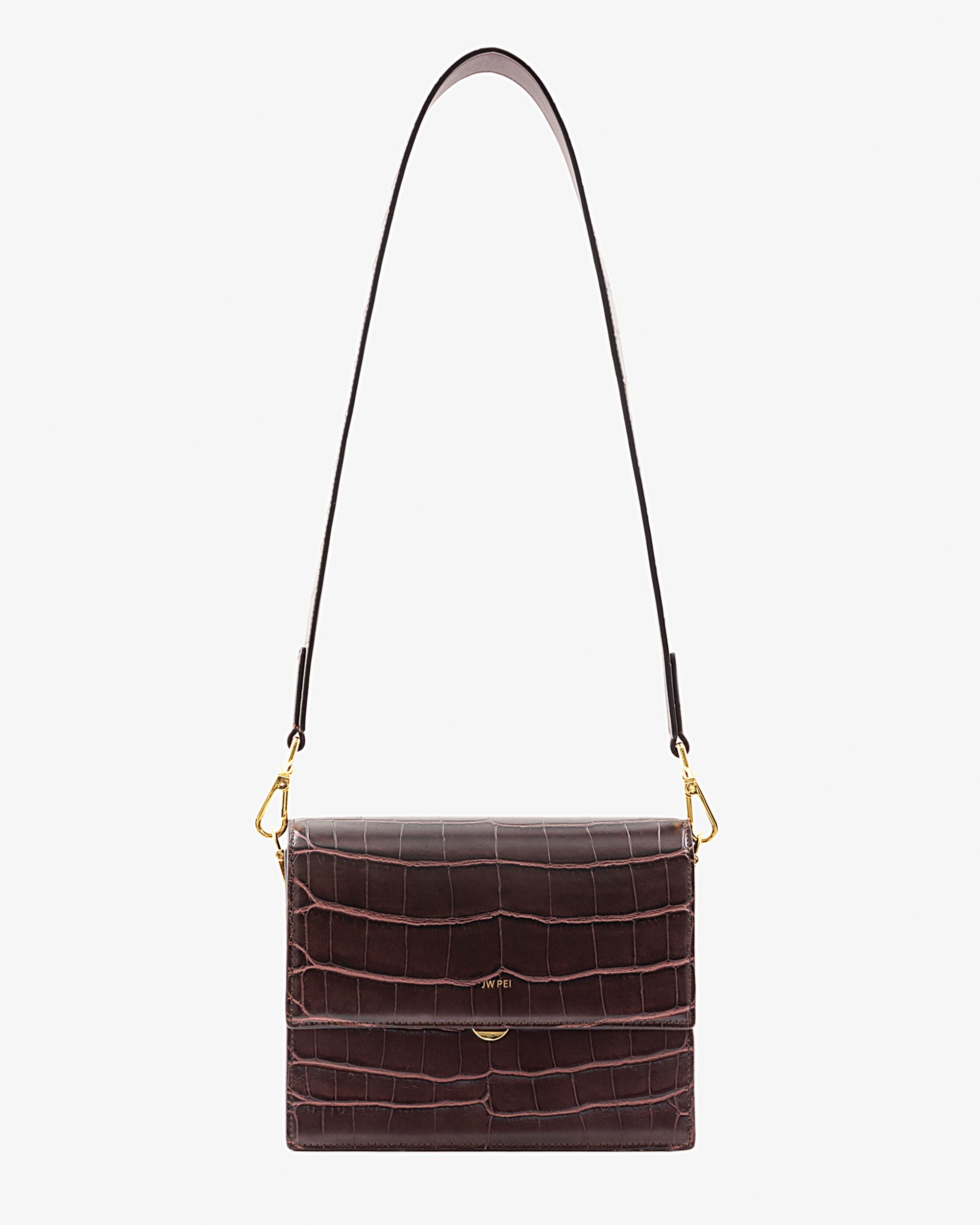 Bolso Mini flap - Croc Marrón