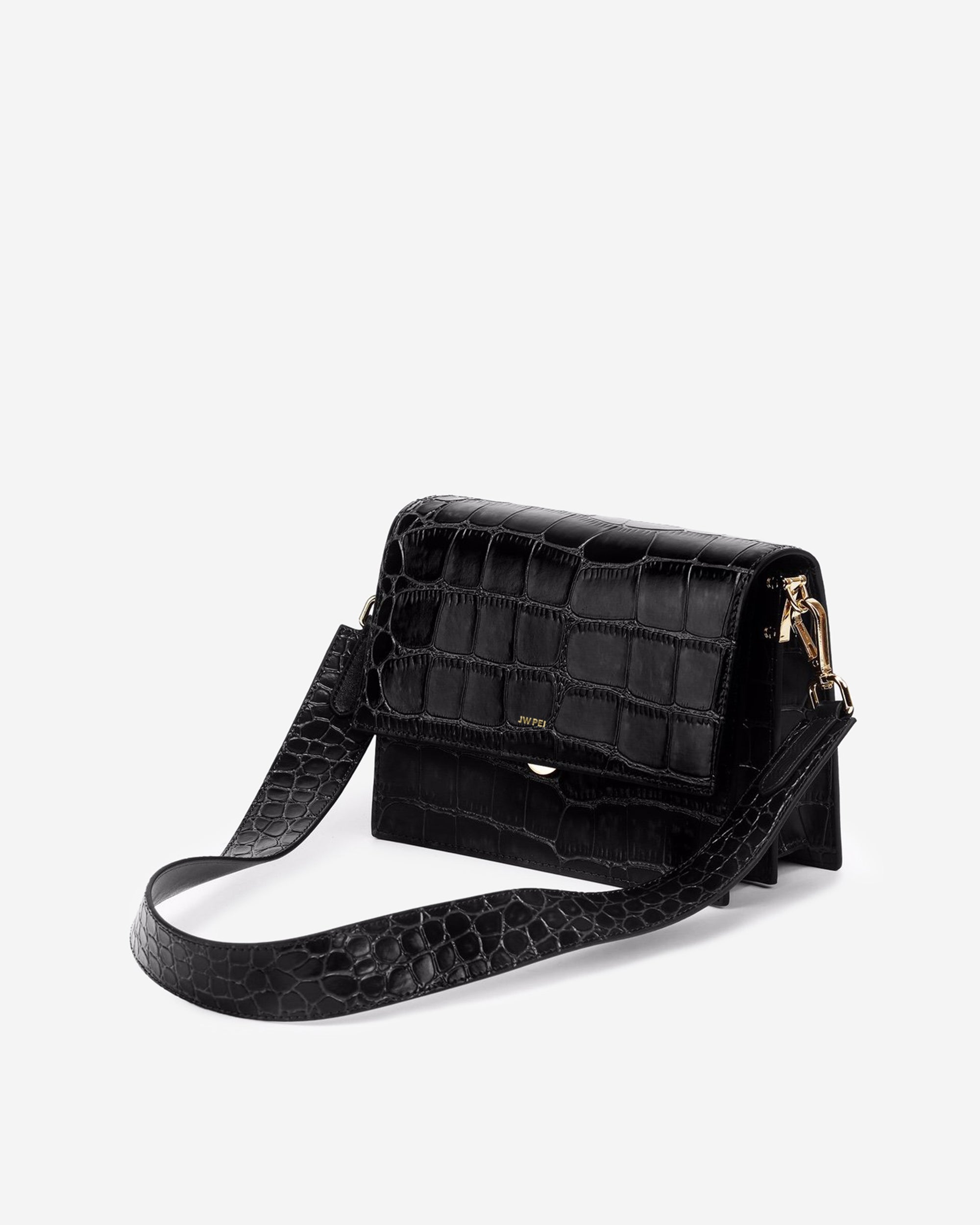 Bolso Mini flap - Croc Negro