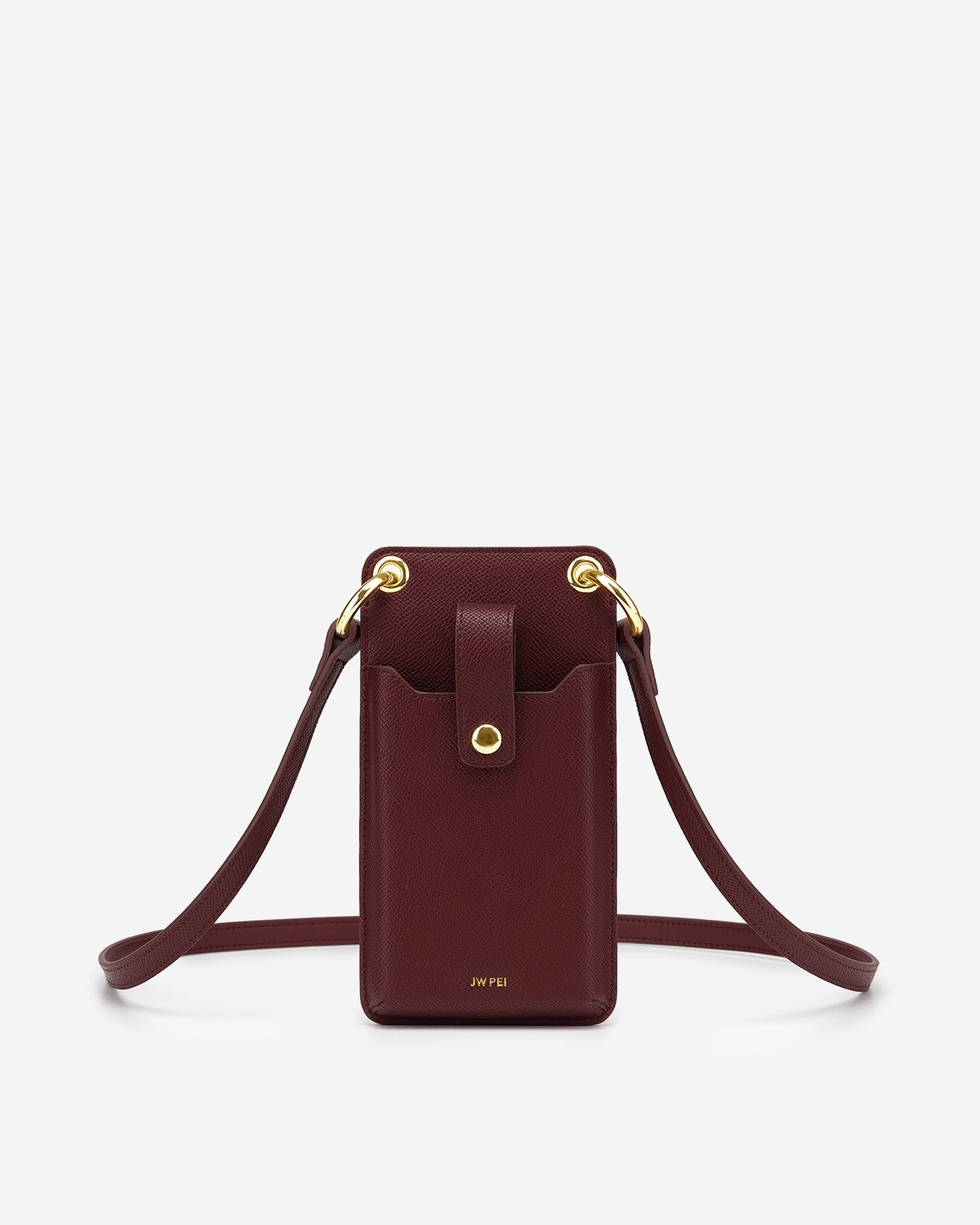 Bolso para móvil Quinn - Cuero vegano granulado Vino rojo