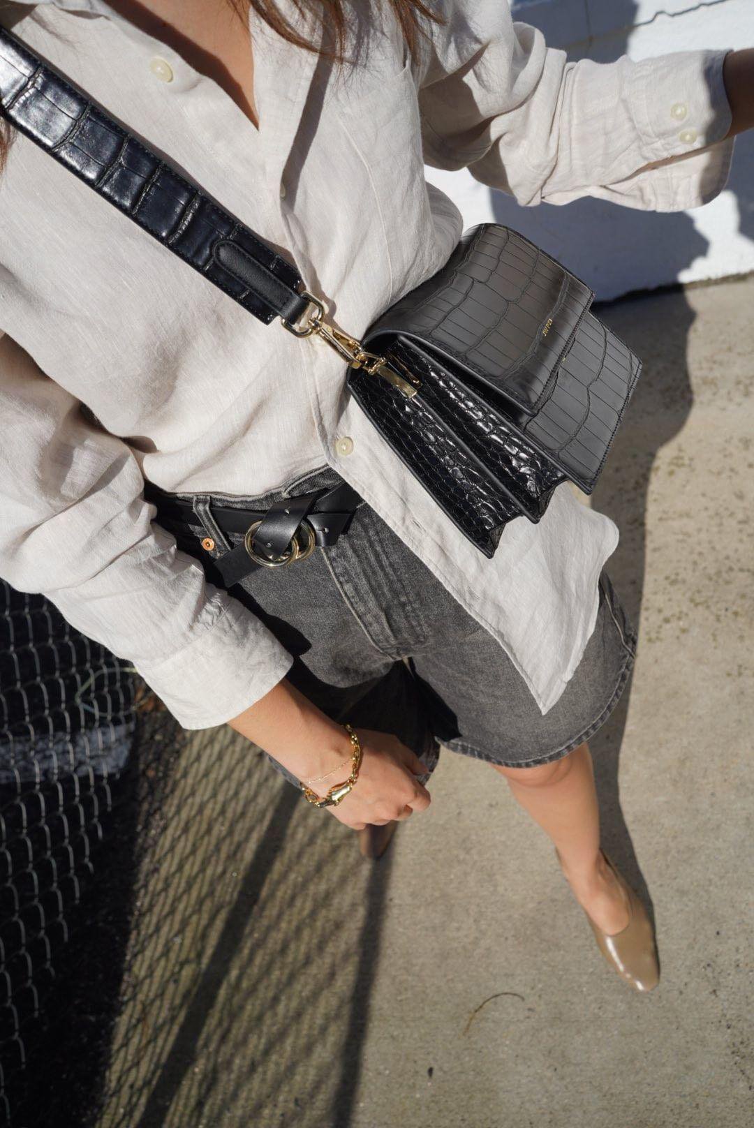 Bolso Mini flap - Croc Negro