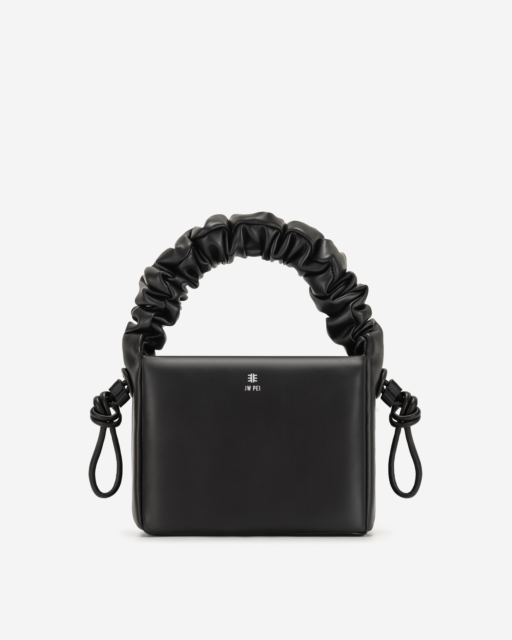 Bolsa de asa superior con cordón plisado Rylee - Negra
