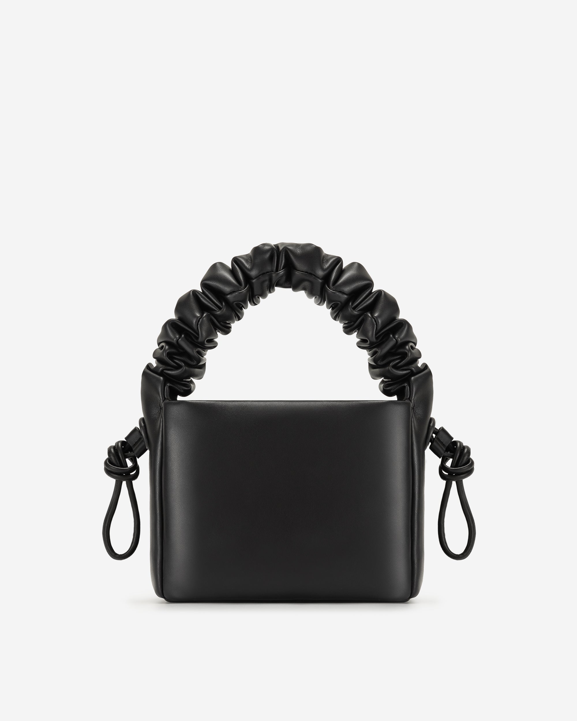 Bolsa de asa superior con cordón plisado Rylee - Negra