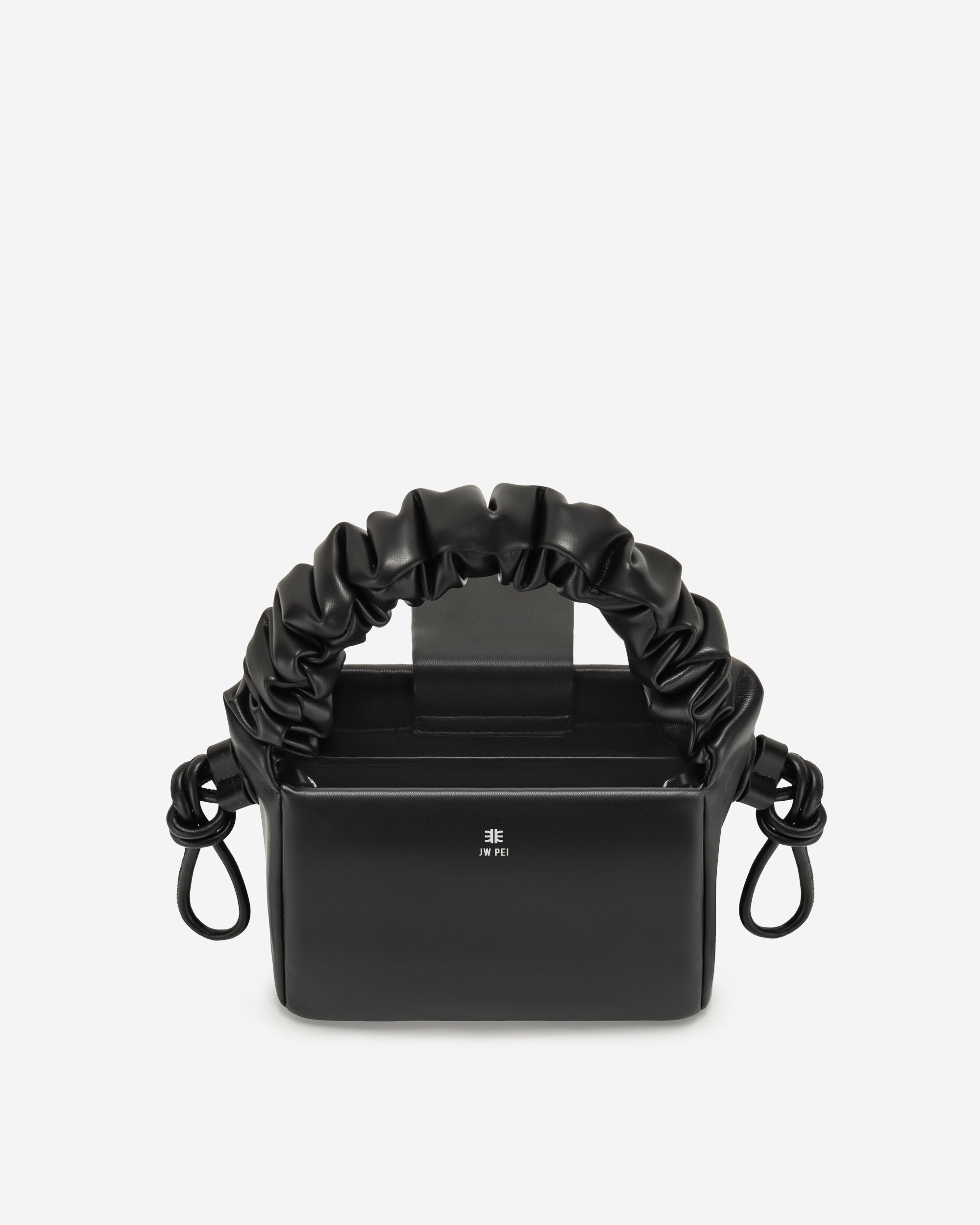 Bolsa de asa superior con cordón plisado Rylee - Negra