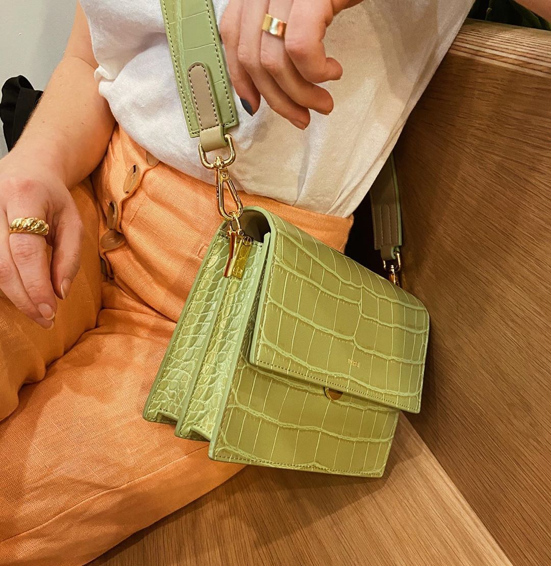 Bolso Mini flap - Croc Verde salvia