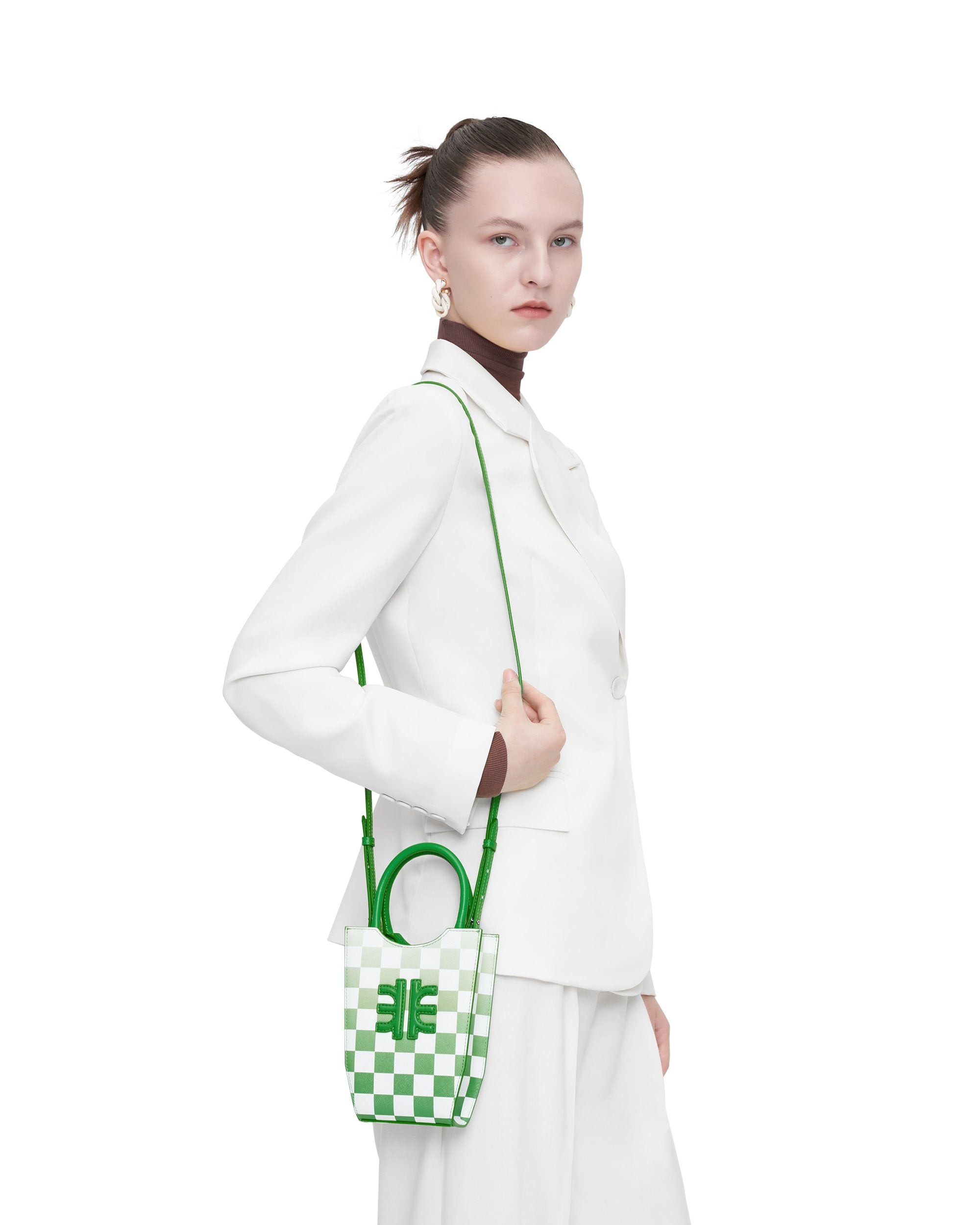 FEI Mini Bolso Tote Damero Degradado - Verde Hierba
