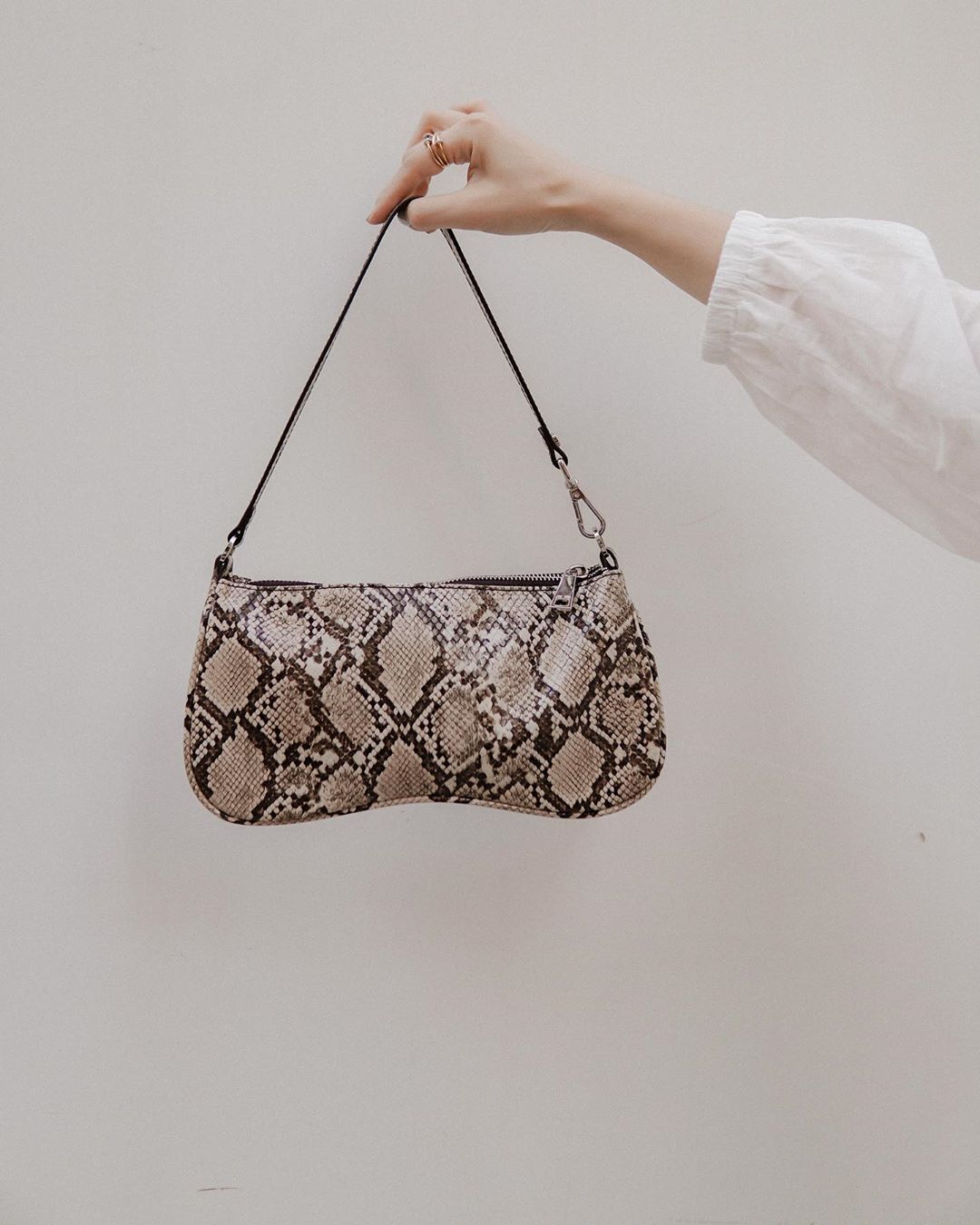 Bolso de hombro Eva - Piel de serpiente natural en relieve